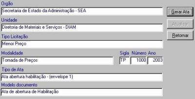 Tipos de abertura e opções de sistema